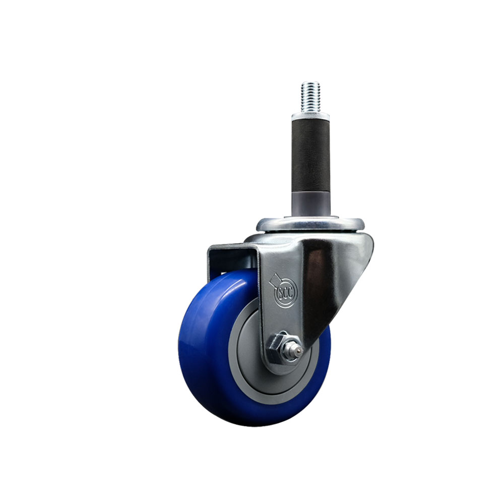 SCC-EX20S314-PPUB-BLUE-1 Polyurethane Expanding Stem Swivel Caster with 3 in. Blue Wheel & 1 in. Stem