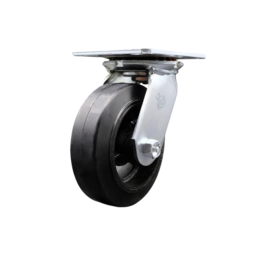Replacement for McMaster Carr Caster 44785T13 - Swivel Top Plate Caster with 6 in. Black Rubber on Cast Iron Wheel - 450 lbs Capacity per Caster