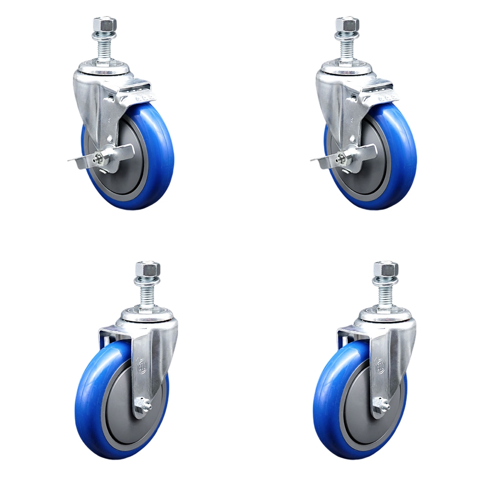 190TA2554KIT Advance Tabco 5 in. Caster Set-Fits Advance Models CB-SS-244 CB-SS-244M Light Duty Replacement - Blue Poly Wheel