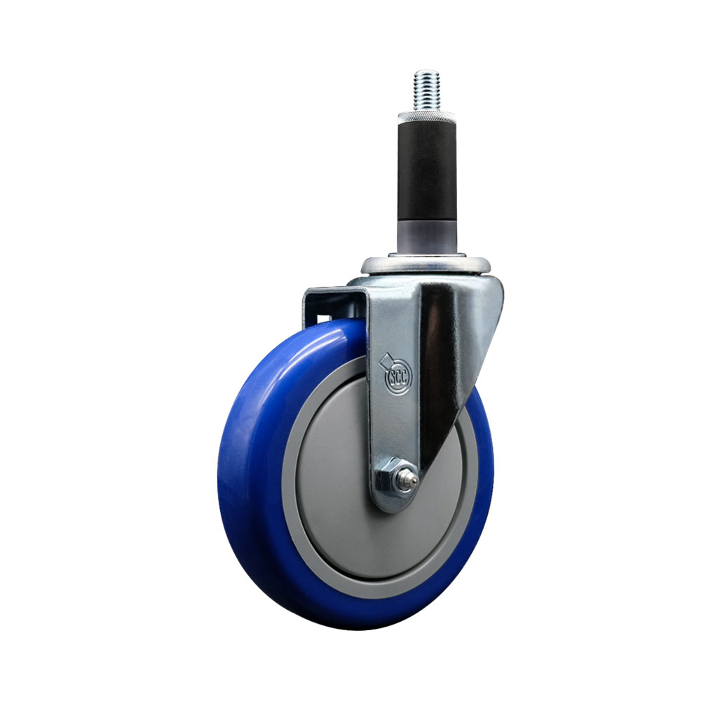 SCC-EX20S514-PPUB-BLUE-118 Polyurethane Expanding Stem Swivel Caster with 5 in. Blue Wheel & 1.13 in. Stem