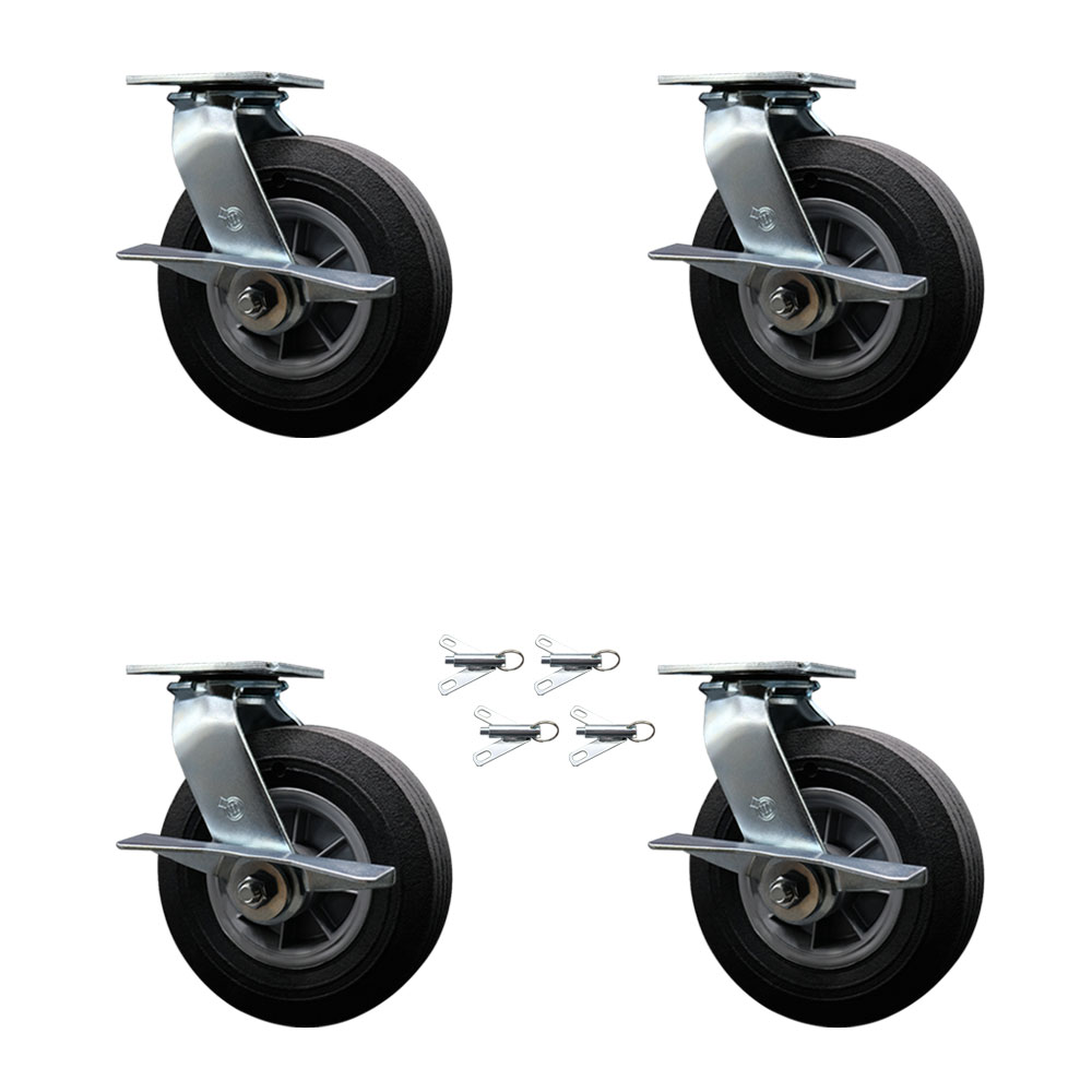 BBQ Smoker Caster Wheel Set - 8 in. - Set of 4 - Flat-Free Mobility