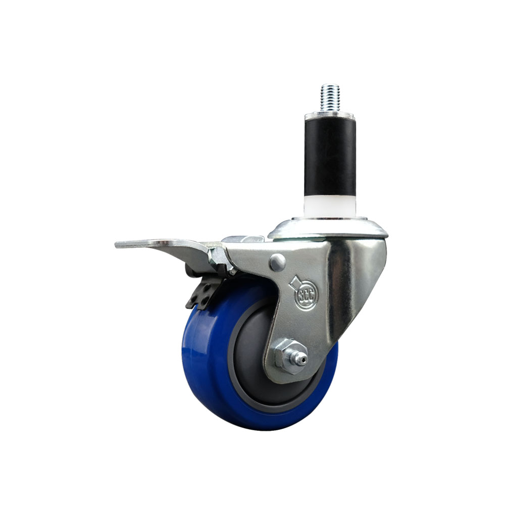SCC-EXTTL20S314-PPUB-BLUE-138 Polyurethane Expanding Stem Swivel Caster with 3 in. Blue Wheel & 1.38 in. Stem & Total Locking Brake