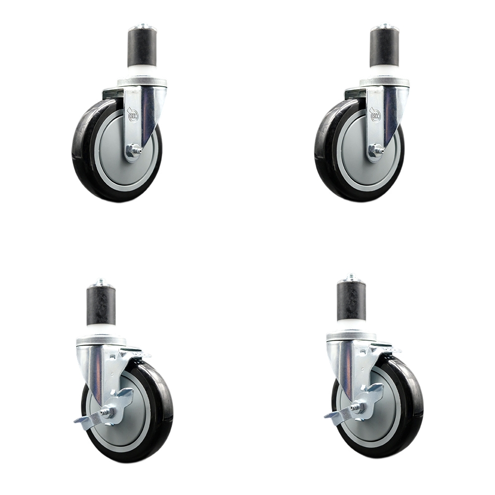 REG-SCC-EX20S514-PPUB-BLK-112-2-TLB-2 Regency Work Table & Equipment Stand Caster Set - 5 in. Black Poly Wheel - Replacement Caster Set - Set of 4