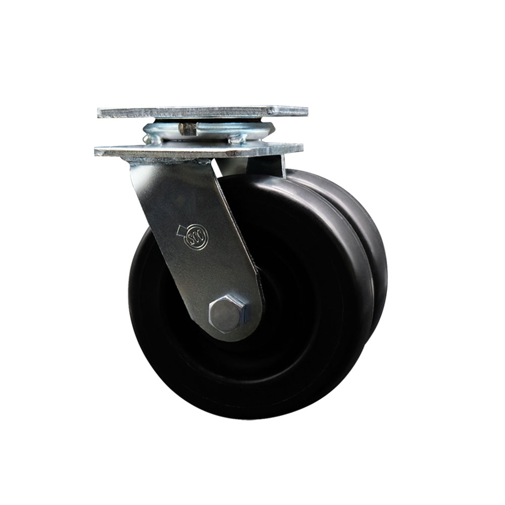 SCC-DW30CS620-POB Heavy Duty Swivel Top Plate Caster with Dual 6 in. Polyolefin Wheels & Ball Bearings - 1250 lbs Capacity per Caster