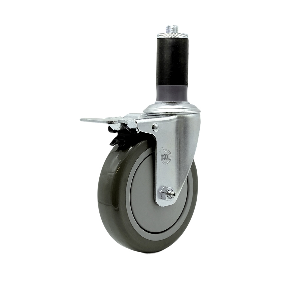 REG-SCC-EXTTL20S514-PPUB-112 Regency Work Table & Equipment Stand Replacement Total Locking Caster - 5 in. Gray Polyurethane Wheel