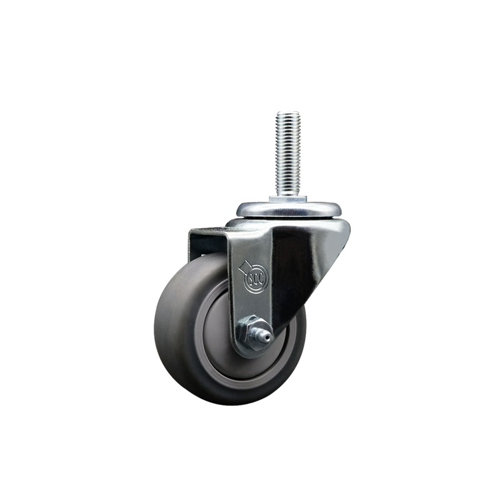 SCC-TS20S314-TPRB-34212 Thermoplastic Rubber Swivel Threaded Stem Caster - 3 x 1.25 in. Gray Wheel & 0.75 in. Stem - 210 lbs Capacity per Caster