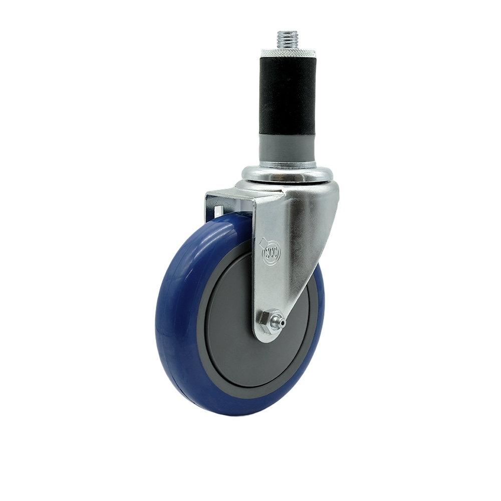 190STCASTNB Assure 5 in. Swivel Caster - Compatible with Work Tables & Equipment Stands - Light Duty Replacement - Blue Polyurethane Wheel