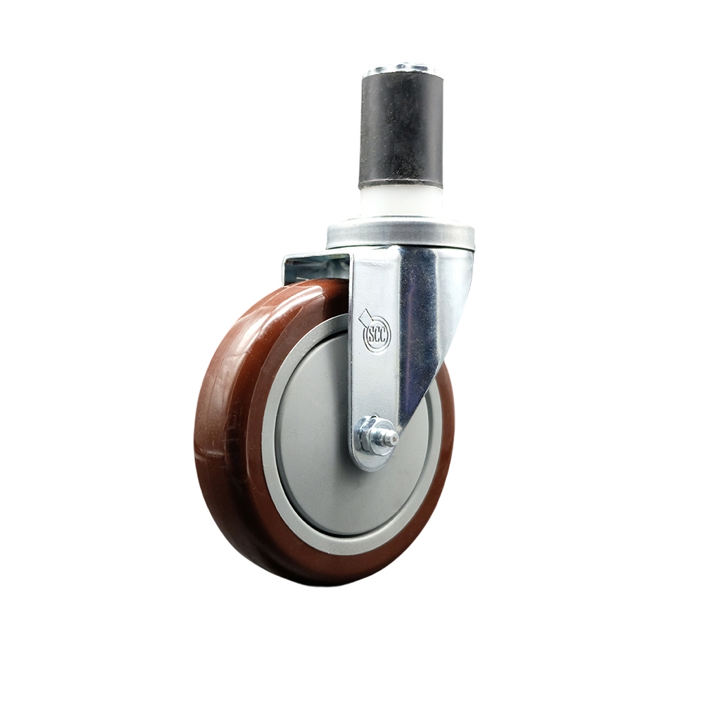 190STCASTNB Assure 5 in. Swivel Caster - Compatible with Work Tables & Equipment Stands - Light Duty Replacement - Maroon Polyurethane Wheel