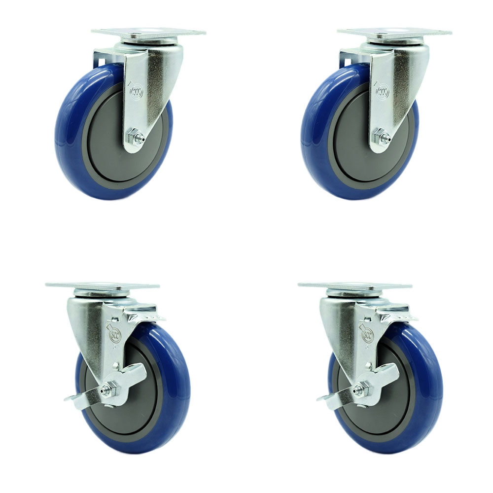 369CASTER4 Cooking Performance 5 in. Swivel Caster Set Fits Models 24-CPGV-4B-S20 24CBLSBNL-Replacement Set - Blue Poly Wheel