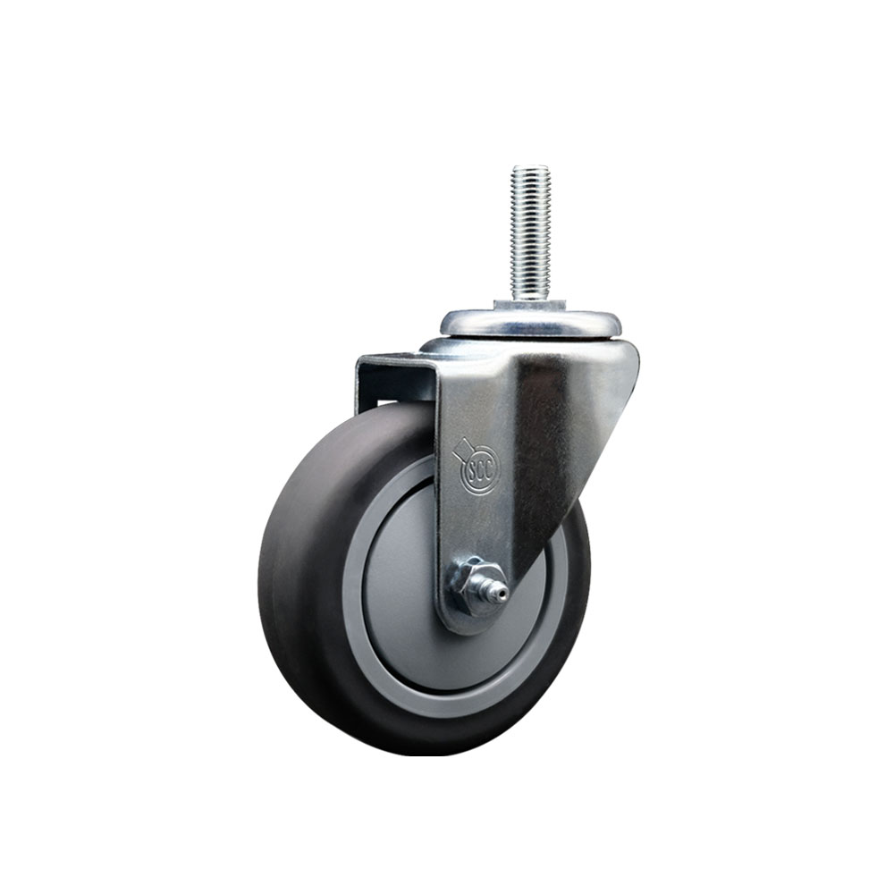 SCC-TS20S414-TPRB-34212 Thermoplastic Rubber Swivel Threaded Stem Caster - 4 x 1.25 in. Gray Wheel & 0.75 in. Stem - 250 lbs Capacity per Caster