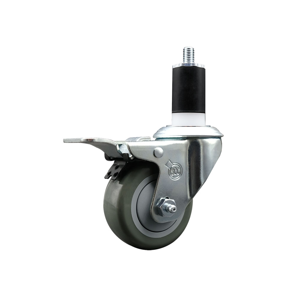 SCC-EXTTL20S314-PPUB-112 Polyurethane Expanding Stem Swivel Caster with 3 in. Gray Wheel & 1.5 in. Stem & Total Locking Brake
