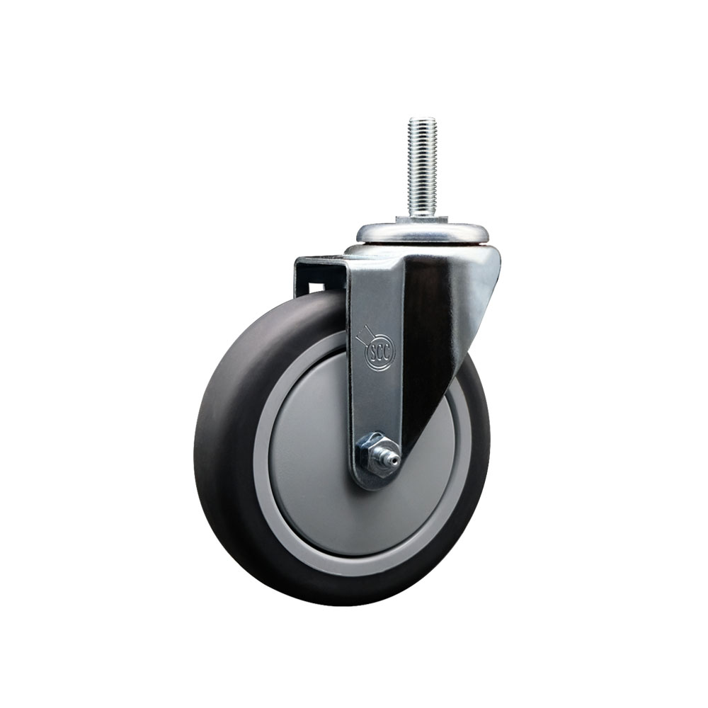 SCC-TS20S514-TPRB-58212 Thermoplastic Rubber Swivel Threaded Stem Caster - 5 x 1.25 in. Gray Wheel & 0.62 in. Stem - 300 lbs Capacity per Caster