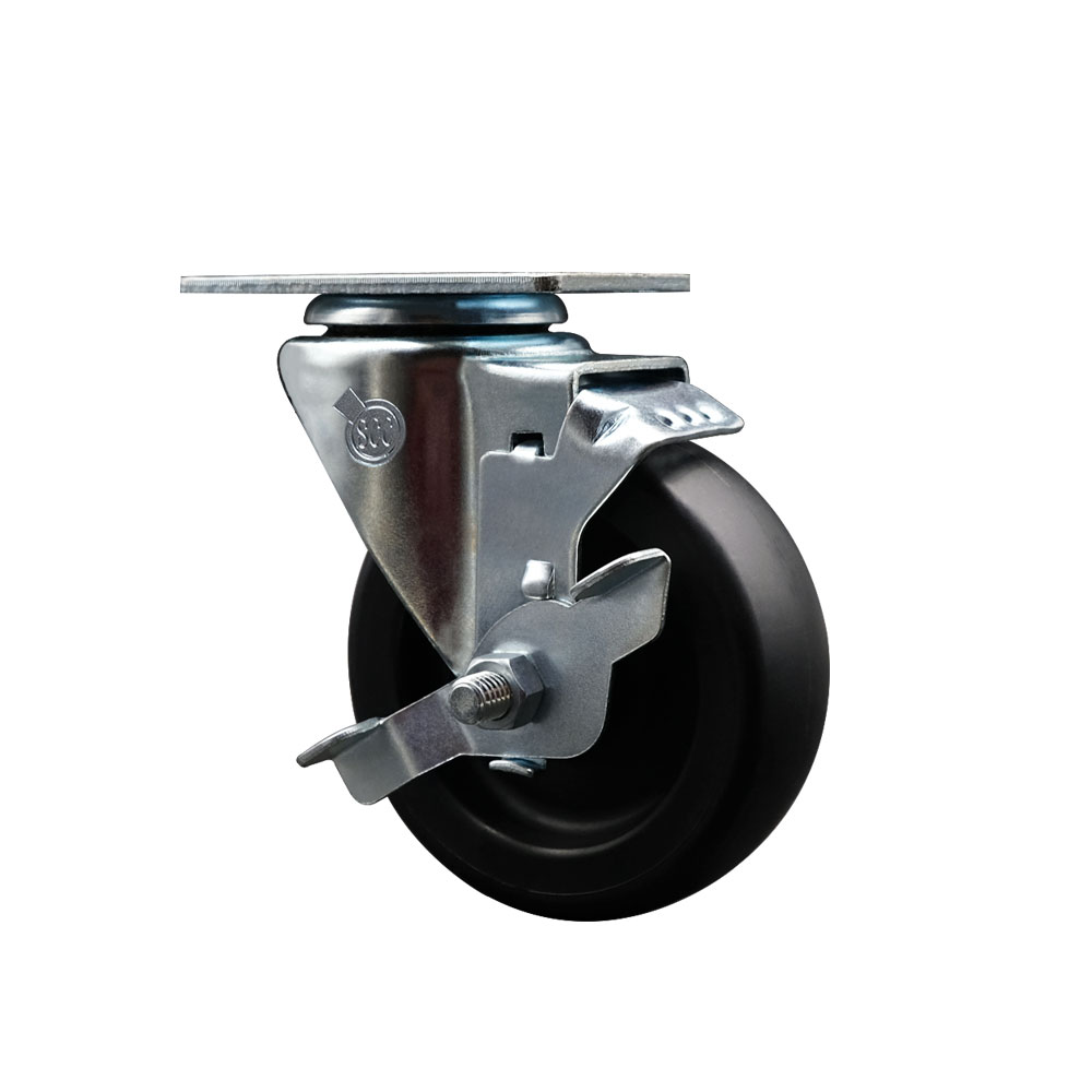 4in. Swivel Caster with Brake - Polyolefin - Supports 300 lbs