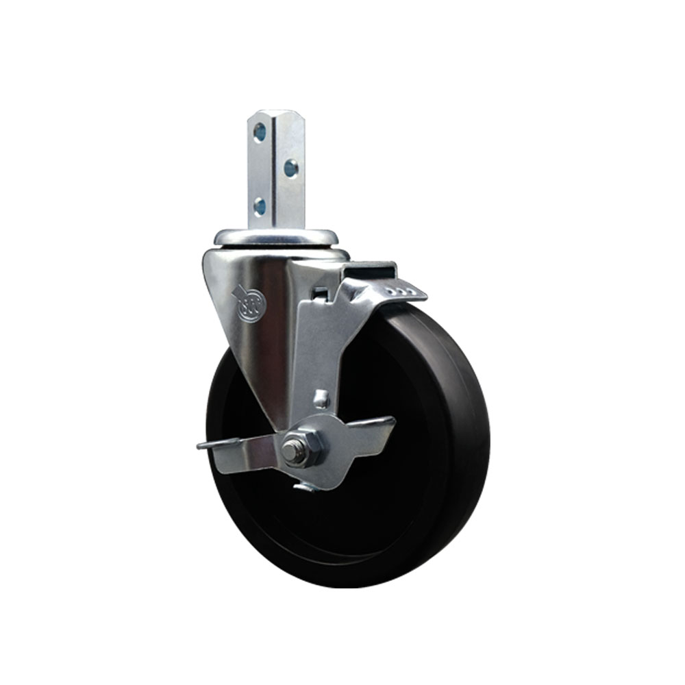 600CASTPRE Regency 5 in. Swivel Caster with Brake - Compatible with Sheet Pan Racks - Light Duty Replacement - Polyolefin Wheel