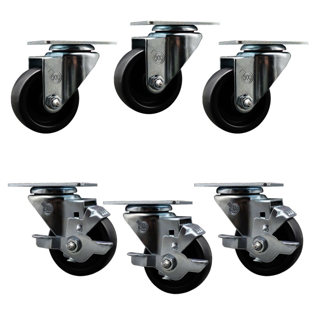 190CW3SHP23 Assure Parts 3 in. Caster Set-Fits Beverage-Air Models DW79-B DW79-B-24-Light Duty Replacement - Polyolefin Wheel -  Service Caster, ASS-SCC-20S314-POS-3-TLB-3