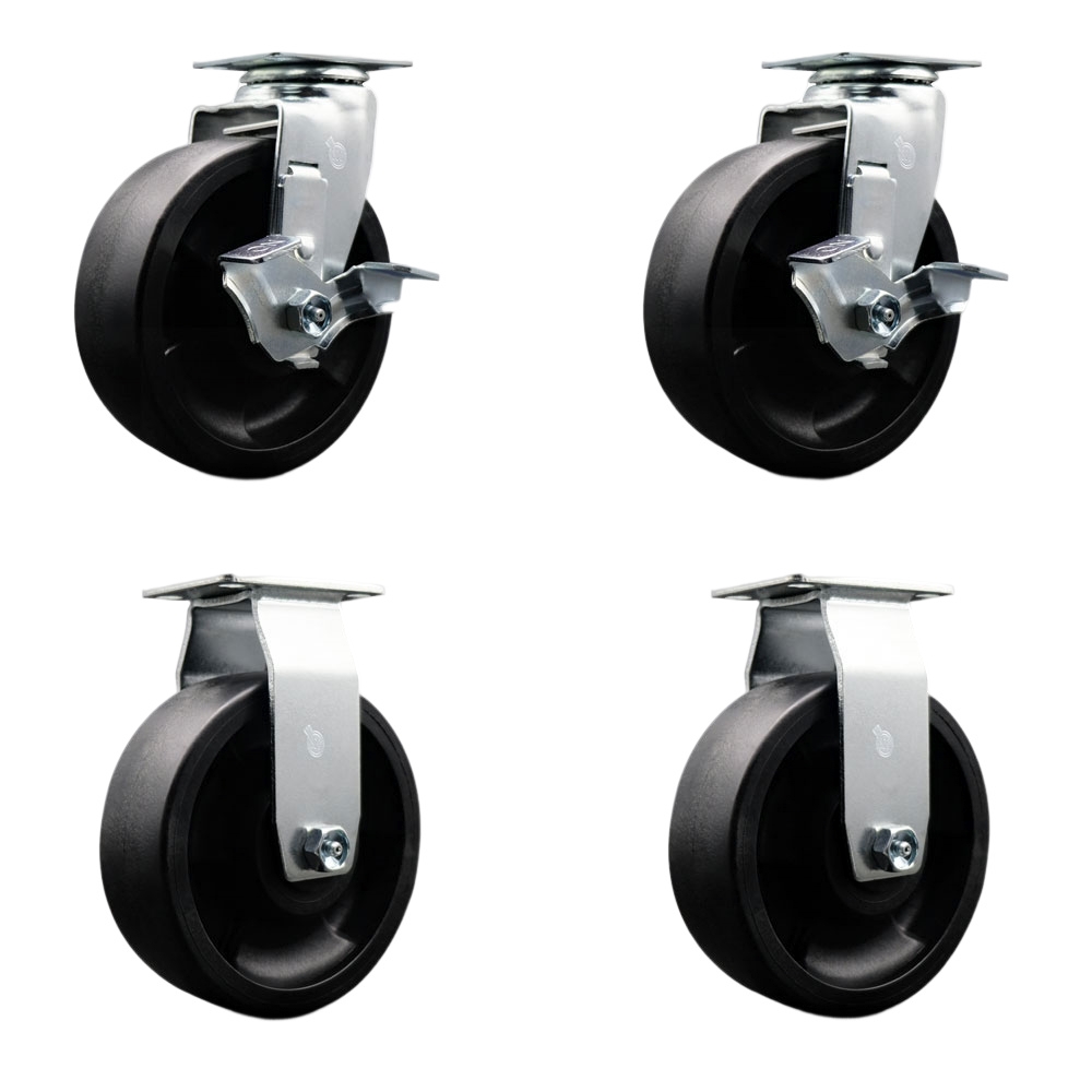 TOOL-SCC-20S620-GFNB-TLB-2-R-2 Tool Box Caster Wheel Set - 6 in. Flat Free, Zero Maintenance Glass Filled Nylon Wheels