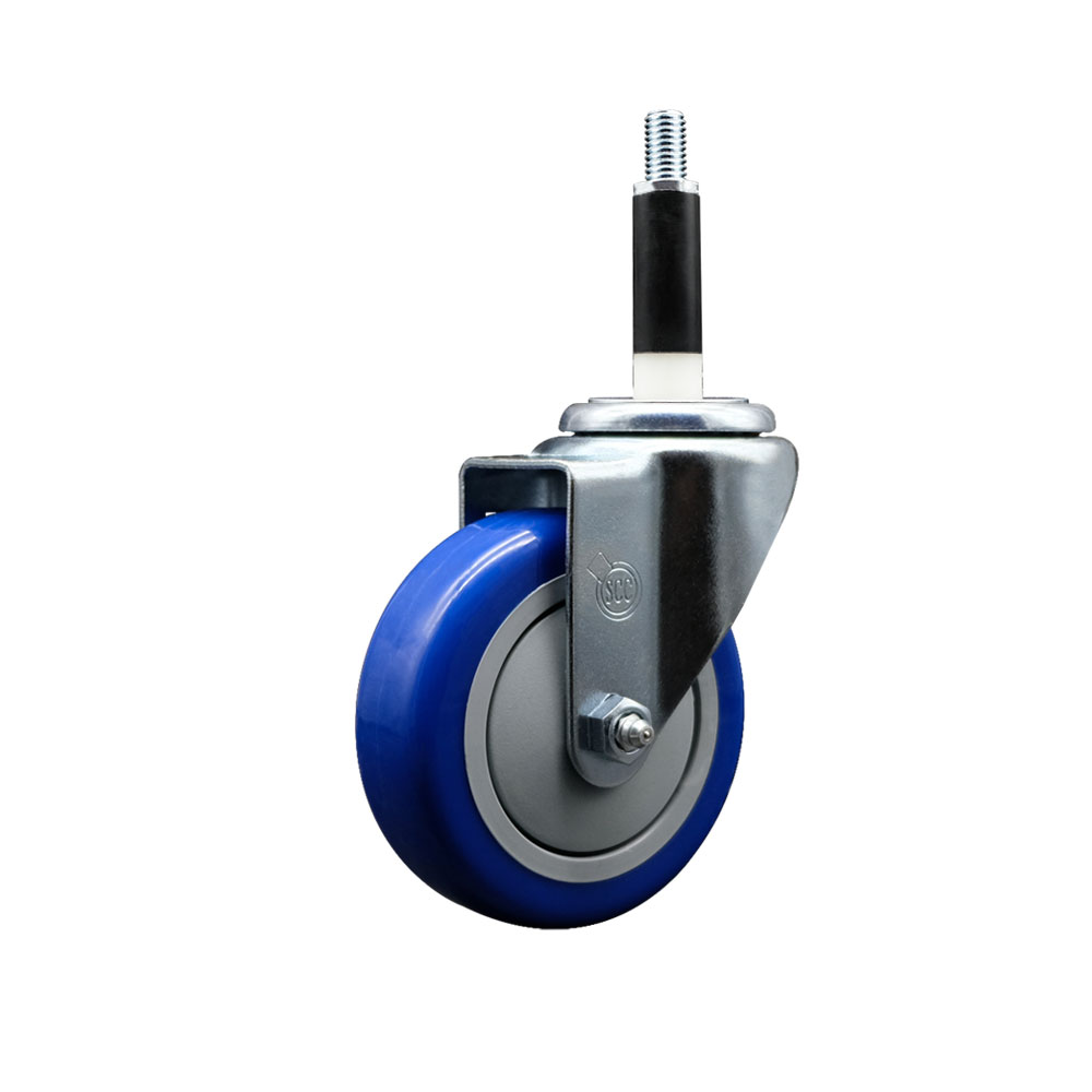 SCC-EX20S414-PPUB-BLUE-78 Polyurethane Expanding Stem Swivel Caster with 4 in. Blue Wheel & 0.87 in. Stem