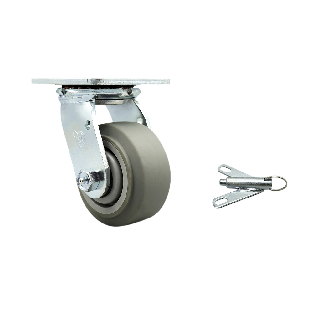 Replacement for McMaster Carr Caster 30305T561 - Swivel Top Plate Caster with 4 in. Thermoplastic Rubber Flat Tread Gray Wheel & Bolt on Swivel Lock -  Service Caster, MCM-SCC-30CS420-TPRRF-BSL