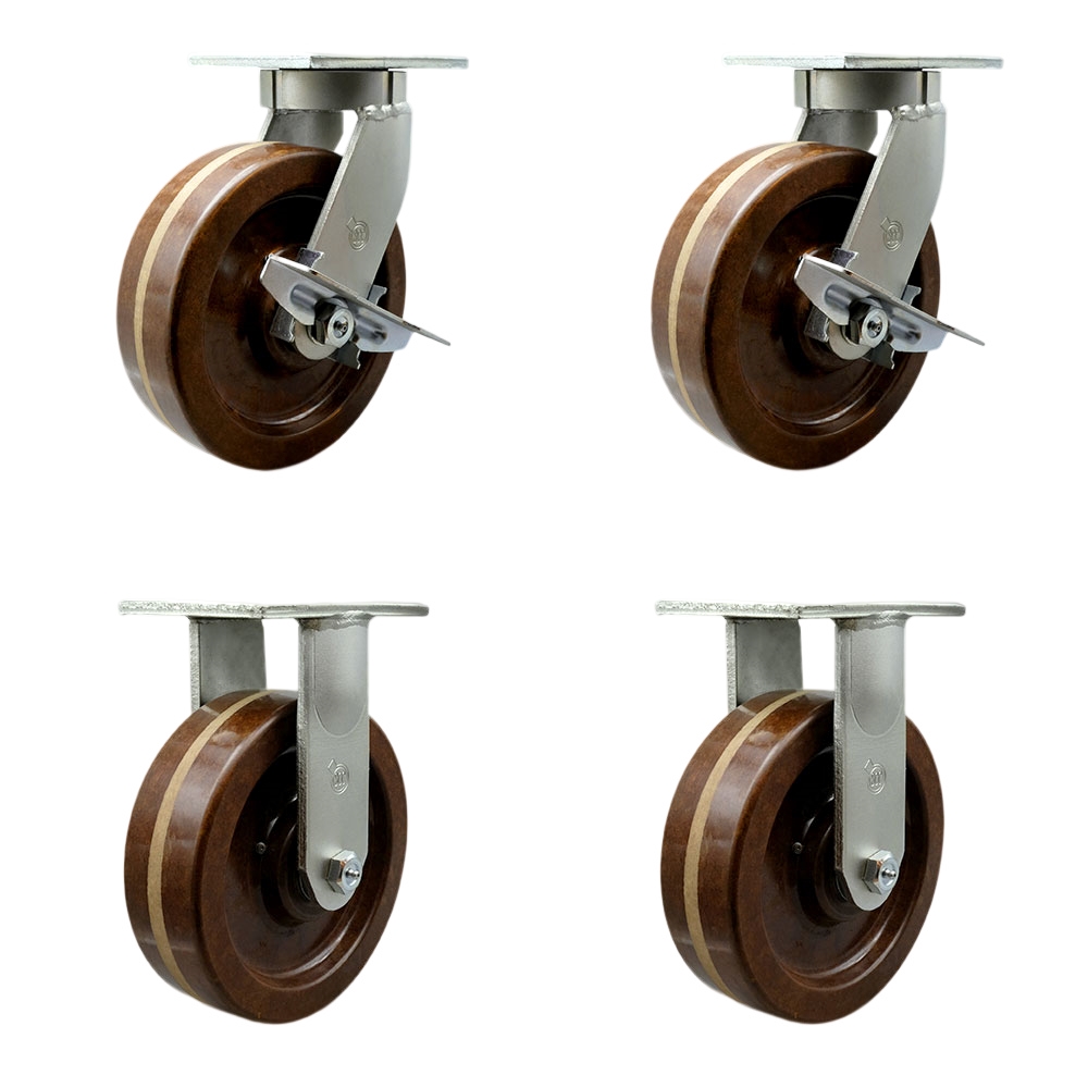 Extra Heavy Duty 12 x 3 in. High Temperature Swivel Caster Set for Cranes, Gantries, Hoists & Winches - Set of 4 - 3500 lbs per Caster