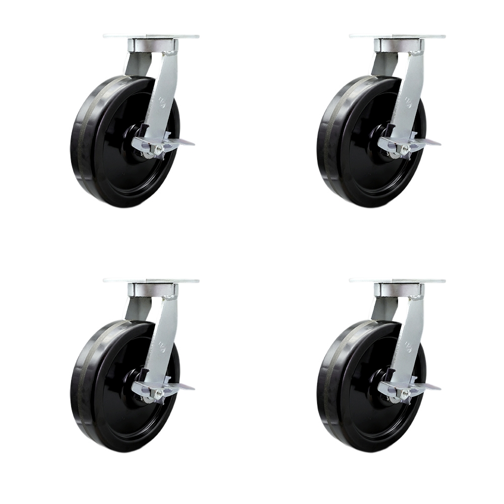 Extra Heavy Duty Kingpinless 10 x 3 in. Swivel Caster Set for Cranes, Gantries, Hoists & Winches - Set of 4 - 2900 lbs per Caster