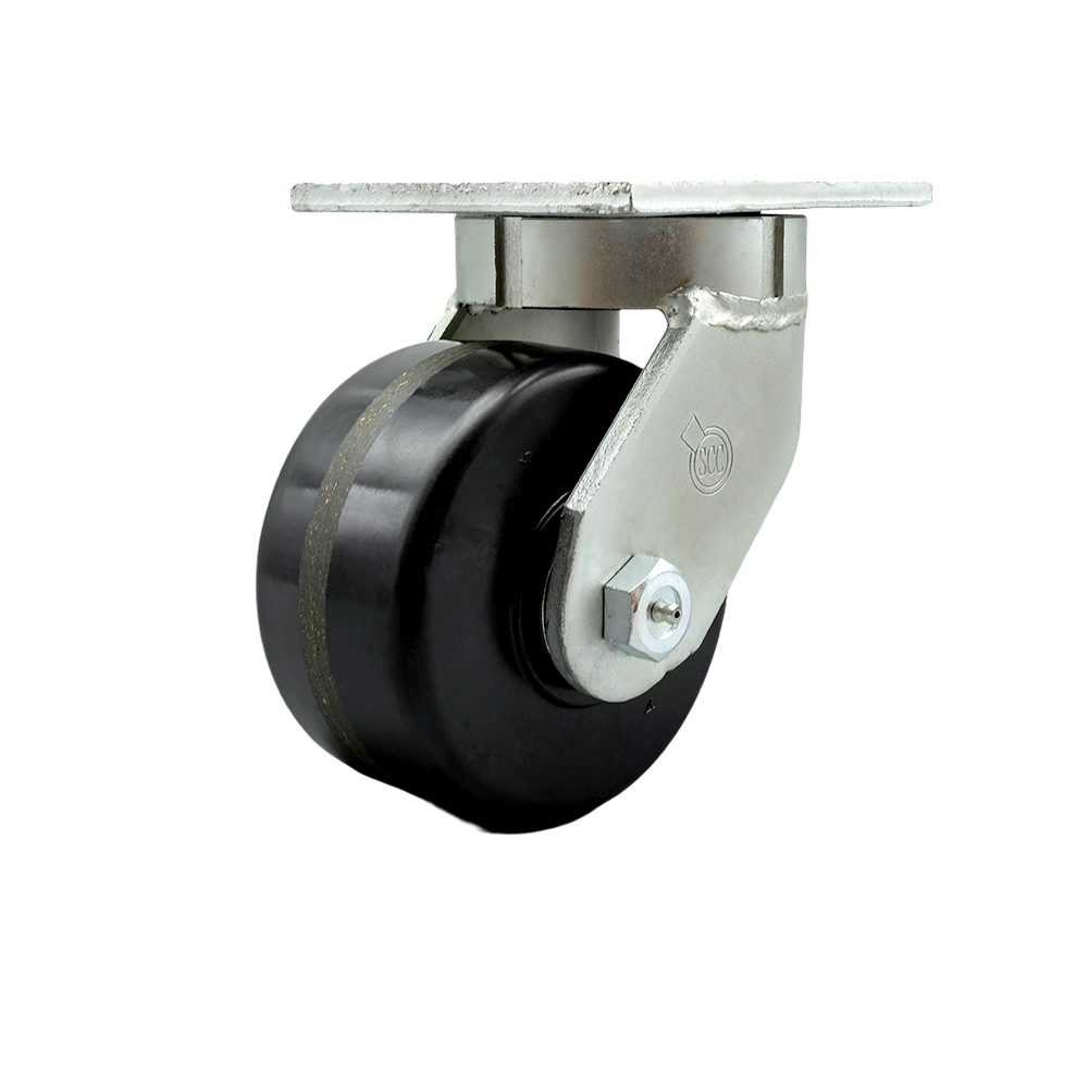 Extra Heavy Duty Kingpinless 6 x 3 in. Phenolic Swivel Caster for Cranes, Gantries, Hoists & Winches - 2000 lbs per Caster