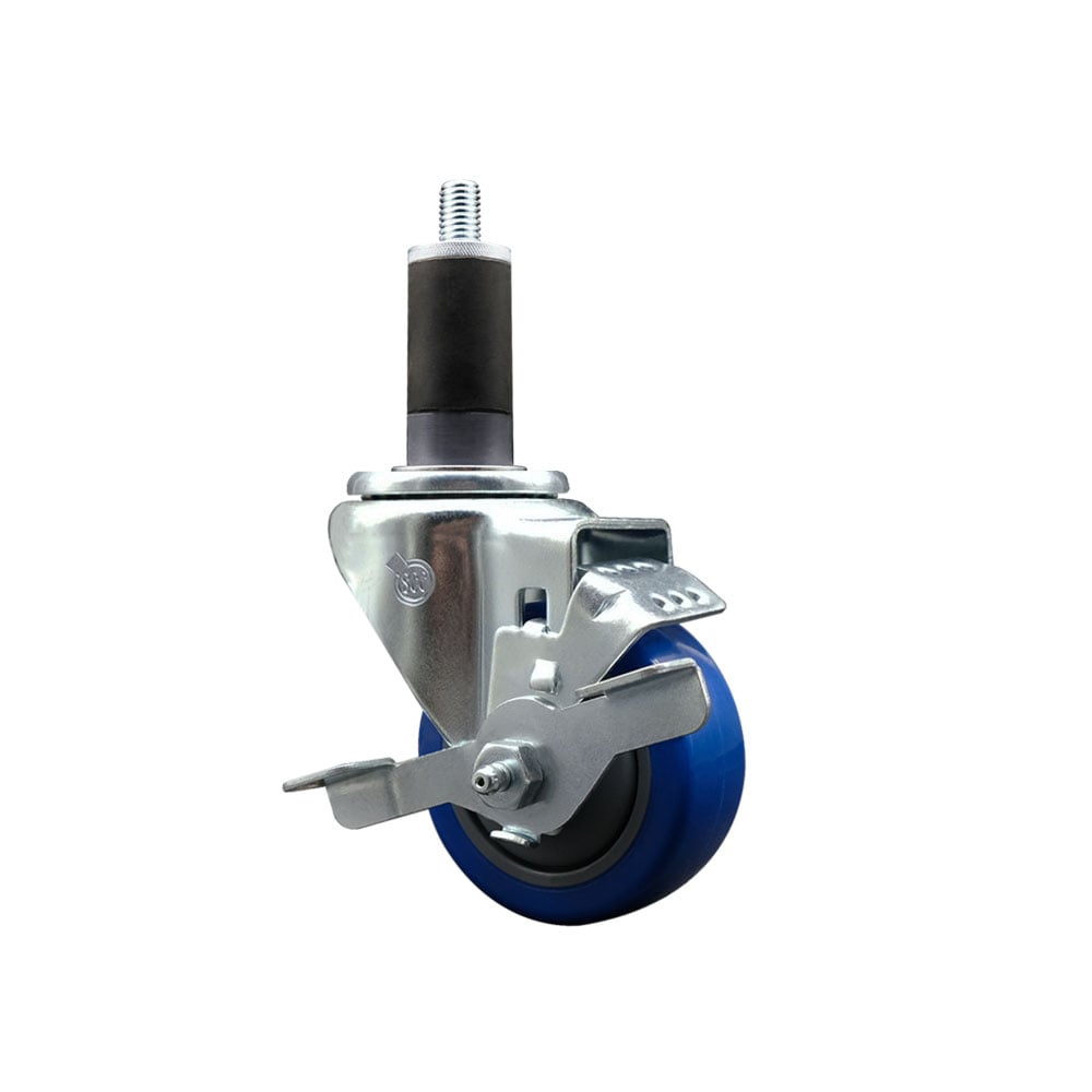 SCC-EX20S314-PPUB-BLUE-TLB-114 Polyurethane Expanding Stem Swivel Caster with 3 in. Blue Wheel & 1.25 in. Stem & Top Locking Brake