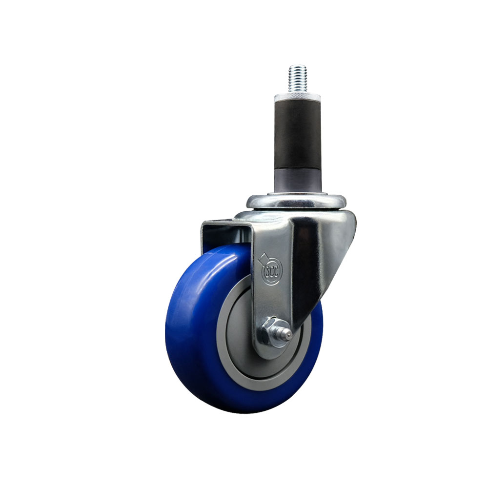 SCC-EX20S3514-PPUB-BLUE-114 Polyurethane Expanding Stem Swivel Caster with 3.5 in. Blue Wheel & 1.25 in. Stem