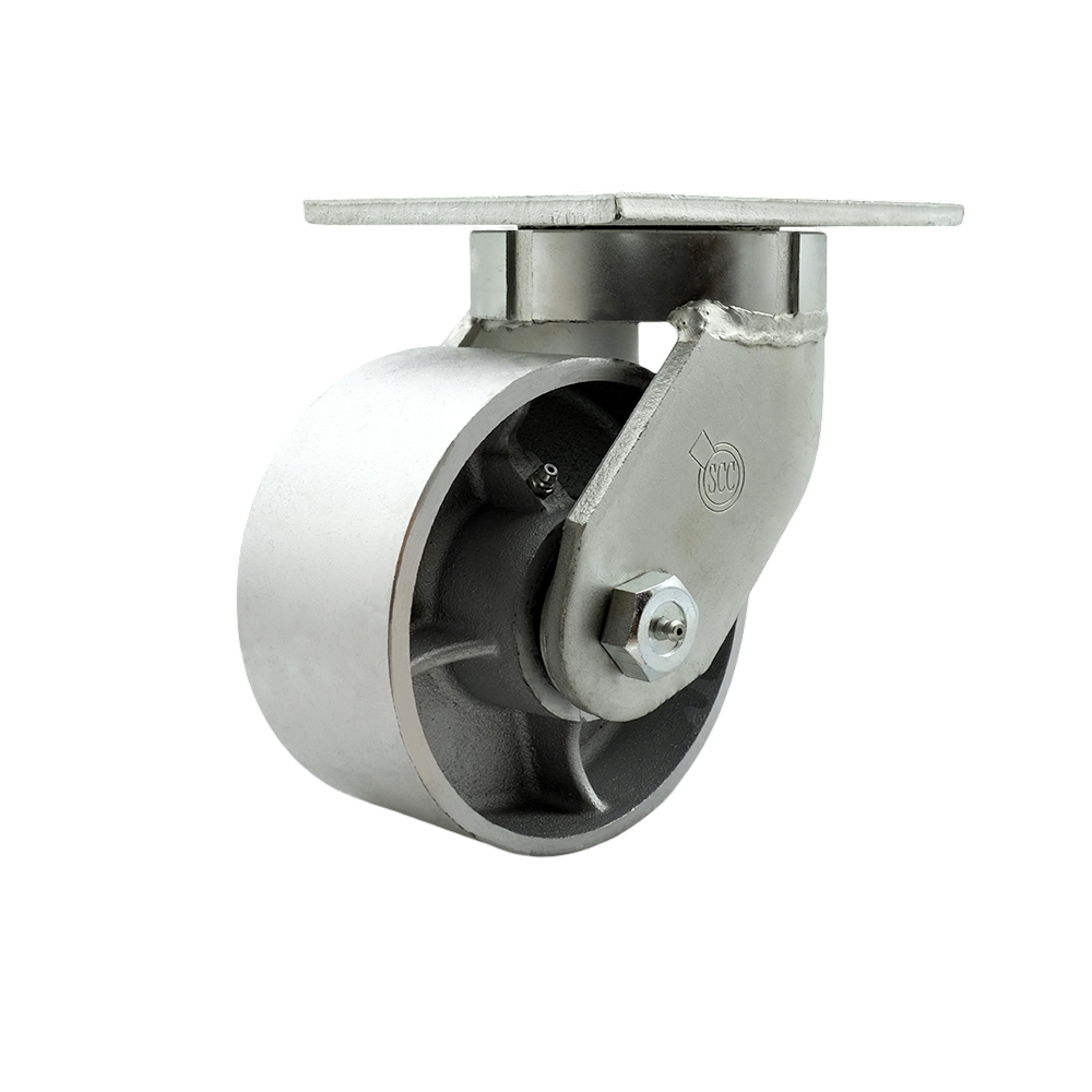 Extra Heavy Duty Kingpinless 6 x 3 in. Semi Steel Cast Iron Swivel Caster for Cranes, Gantries, Hoists & Winches - 2500 lbs per Caster