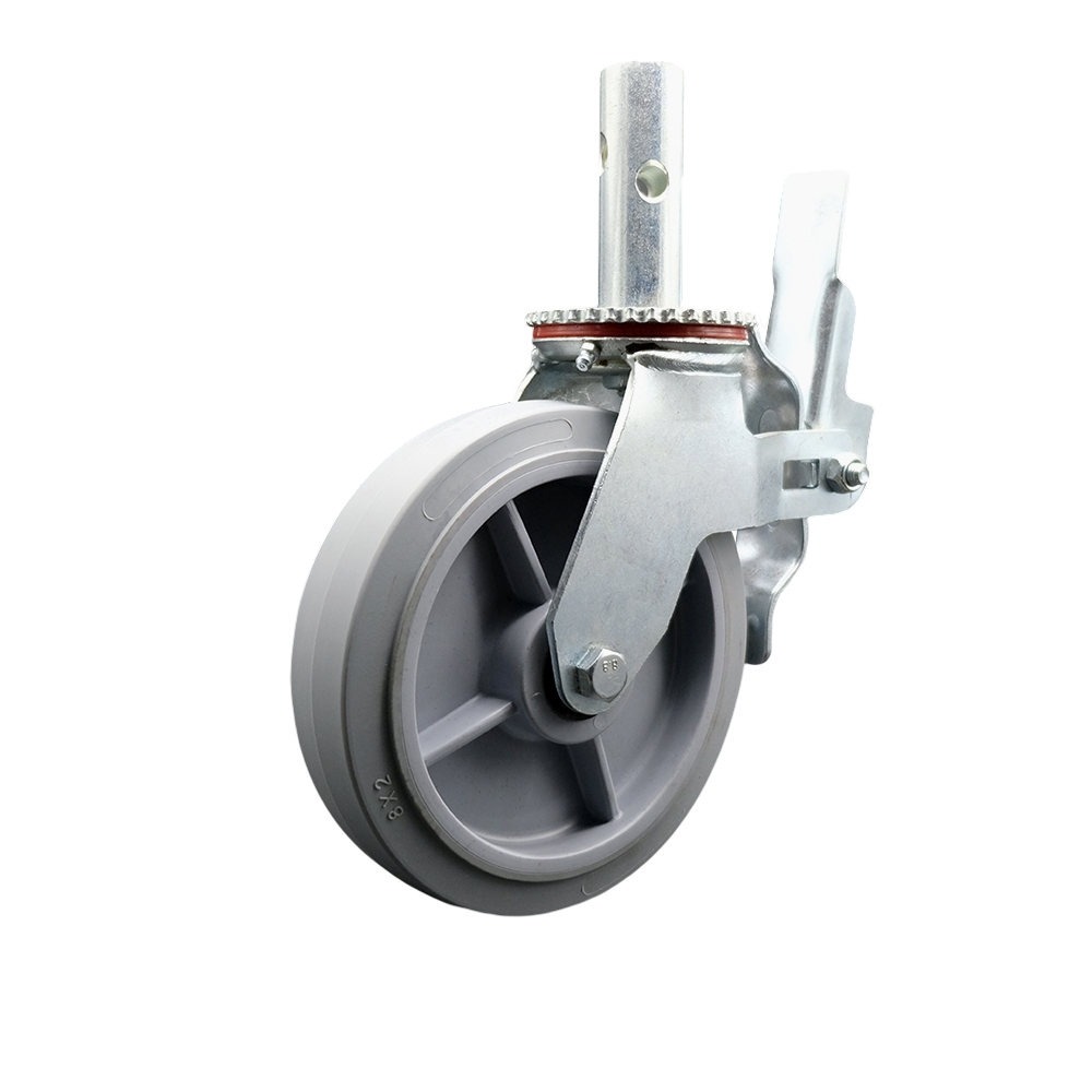 Bil-Jax 0026-952 0026-962 Scaffold Swivel Caster Replacement - 8 in. Gray Non-Marking Thermoplastic Rubber Wheel - 600 lbs Capacity per Caster