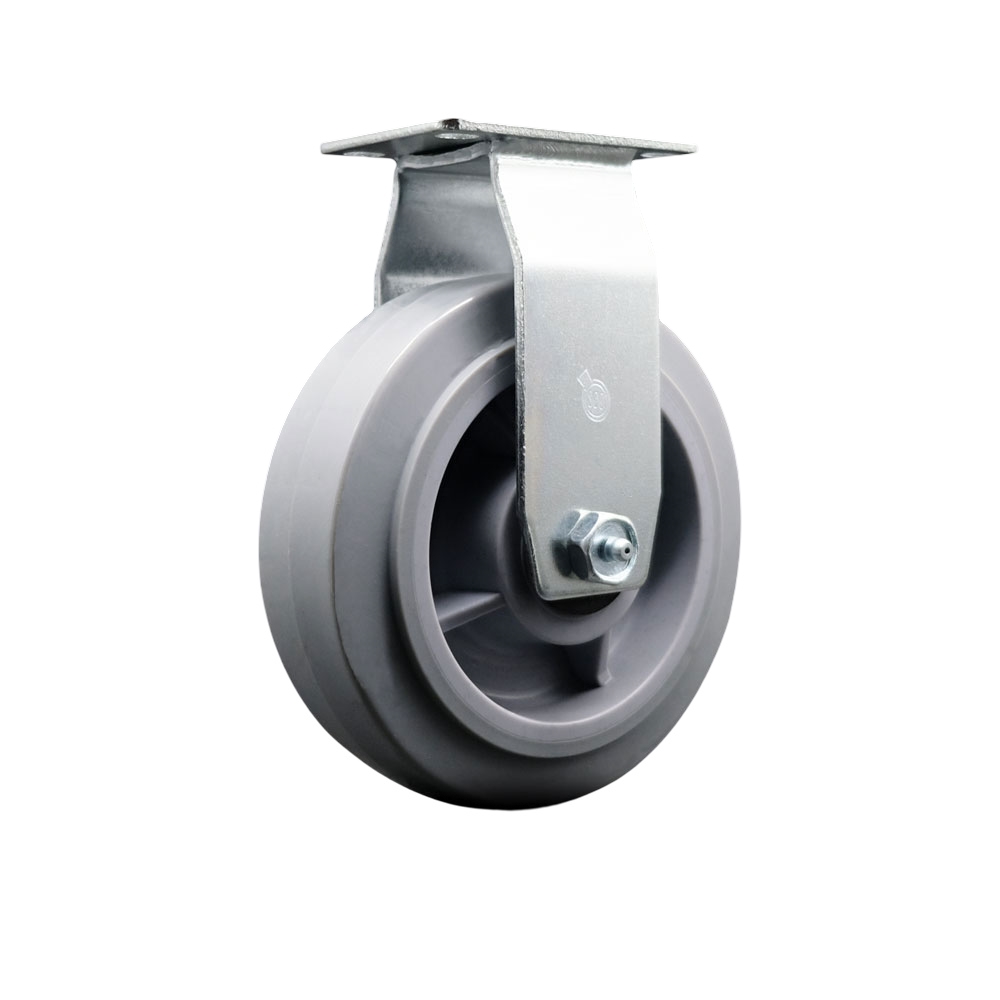 SCC-20R620-TPRRF Rigid Top Plate Caster - Gray 6 x 2 in. Thermoplastic Rubber Flat Tread Wheel - Roller Bearing - 450 lbs Capacity per Caster