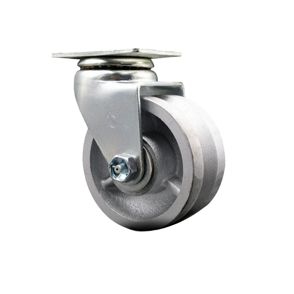 SCC-20S420-VGB Swivel Top Plate Caster - Silver 4 x 2 in. V-Groove Semi Steel Cast Iron Wheel - Ball Bearing - 450 lbs Capacity per Caster
