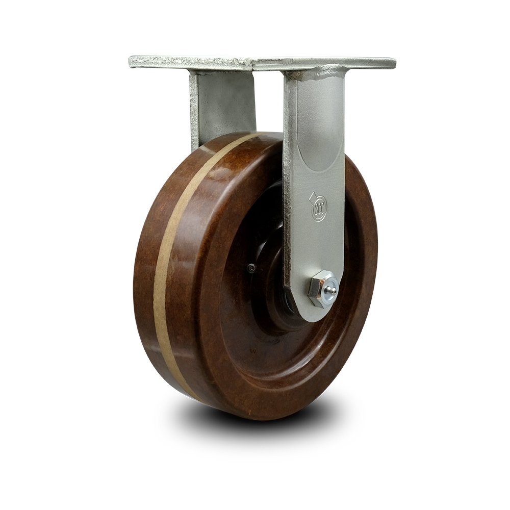 Extra Heavy Duty Kingpinless 10 x 3 in. High Temperature Phenolic Rigid Caster for Cranes, Gantries, Hoists & Winches - 2900 lbs per Caster