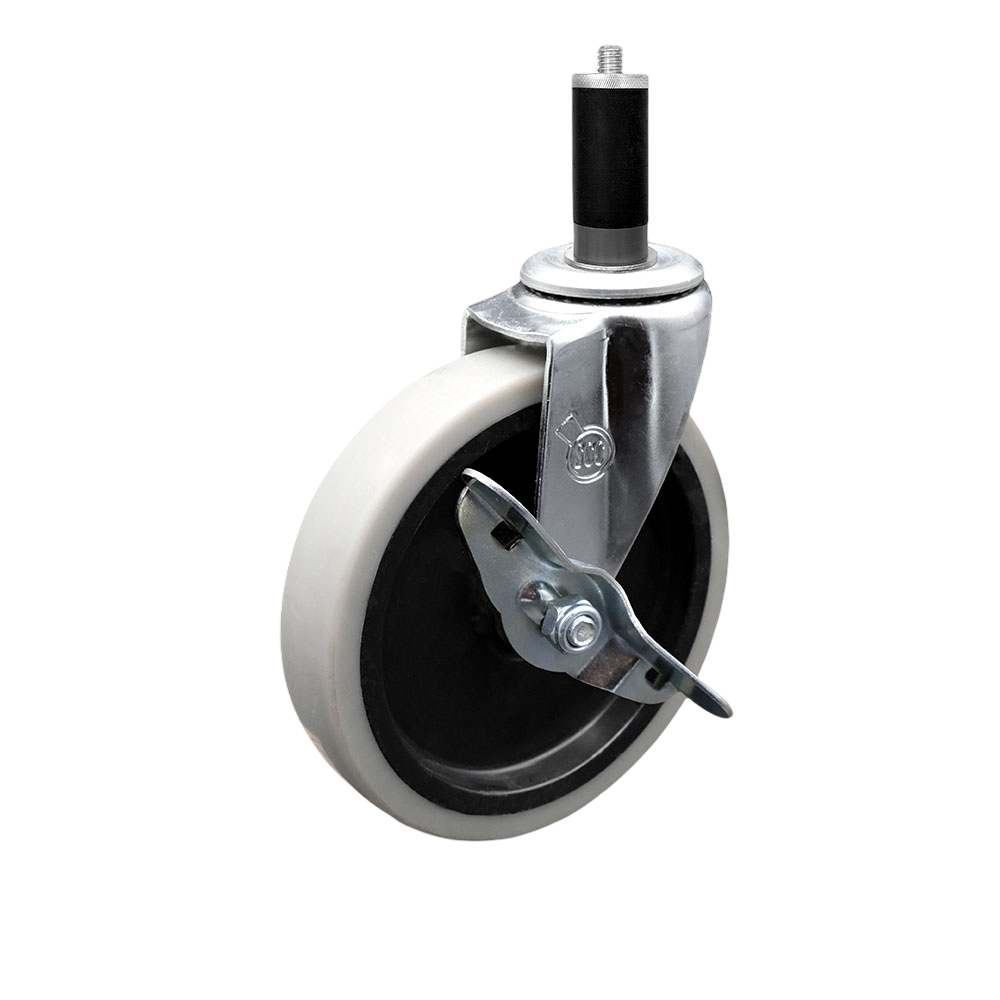 Replacement for Colson Caster 1.05367.441 MTG43 BRK3 - 5 in. Swivel Thermoplastic Rubber Caster & 1.12 in. Expanding Adapter Stem & Brake