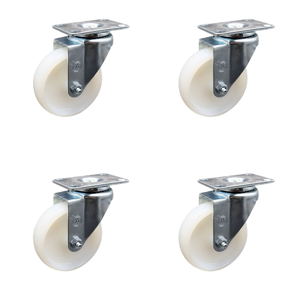 MAK-SCC-20S414-NYS-TP2-4 Replacement Set for Maksiwa Casters - Swivel Top Plate Casters with 4 in. Nylon Wheel - 1200 lbs Total Capacity