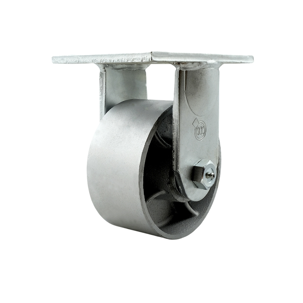 Extra Heavy Duty Kingpinless 6 x 3 in. Semi Steel Cast Iron Rigid Caster for Cranes, Gantries, Hoists & Winches - 2500 lbs per Caster