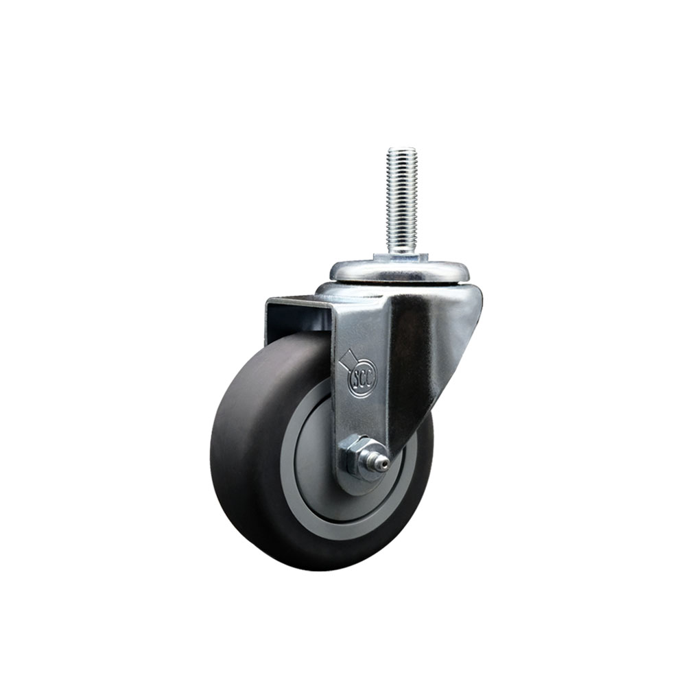 SCC-TS20S3514-TPRB-58212 Thermoplastic Rubber Swivel Threaded Stem Caster - 3.5 x 1.25 in. Gray Wheel & 0.62 in. Stem - 230 lbs Capacity per Caster