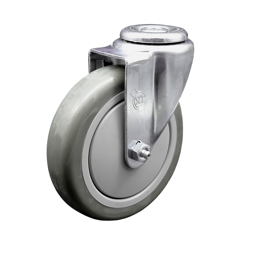 SCC-BH20S514-PPUB Polyurethane Swivel Bolt Hole Caster with 5 x 1.25 in. Gray Wheel