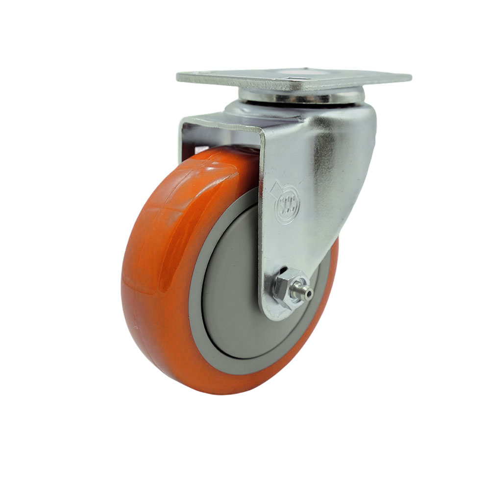 ULI-SCC-SS20S414-PPUB-ORG Replacement Caster for Uline Caster H-7448S - Stainless Steel Swivel Top Plate Caster with 4 in. Orange Polyurethane Wheel