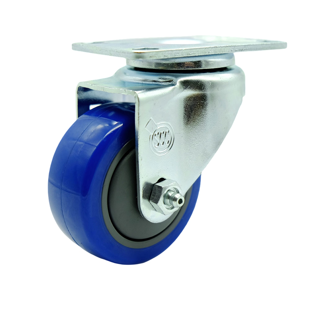 Polyurethane Swivel Caster - Blue - 3 in. Wheel - 300 lbs Capacity