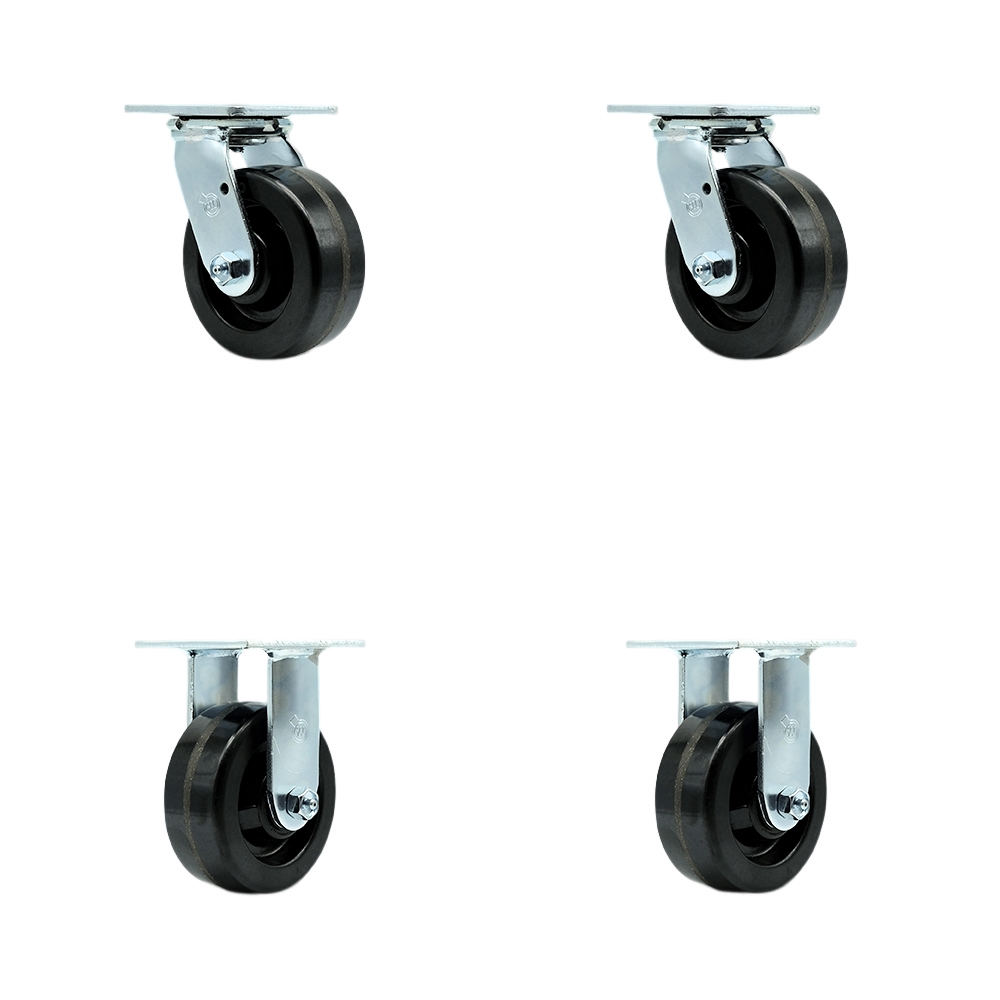 Replacement for Bassick 5ES8-7 5ER8-7 Replacement Swivel Caster - 5 in. Black Phenolic Wheels - 1000 lbs Capacity per Caster - Set of 4
