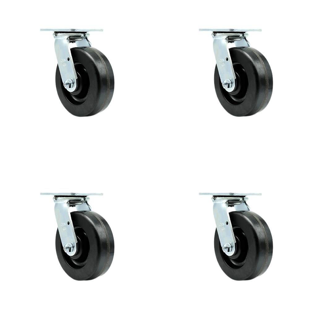 Replacement for Bassick 6AS8-7 Replacement Swivel Caster - 6 in. Black Phenolic Wheels - 1200 lbs Capacity per Caster - Set of 4