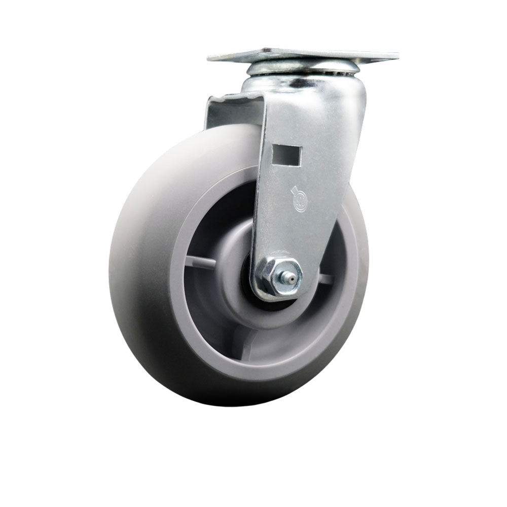 SCC-20S620-TPRRD Swivel Top Plate Caster - Gray 6 x 2 in. Thermoplastic Rubber Donut Tread Wheel - Roller Bearing - 450 lbs Capacity per Caster