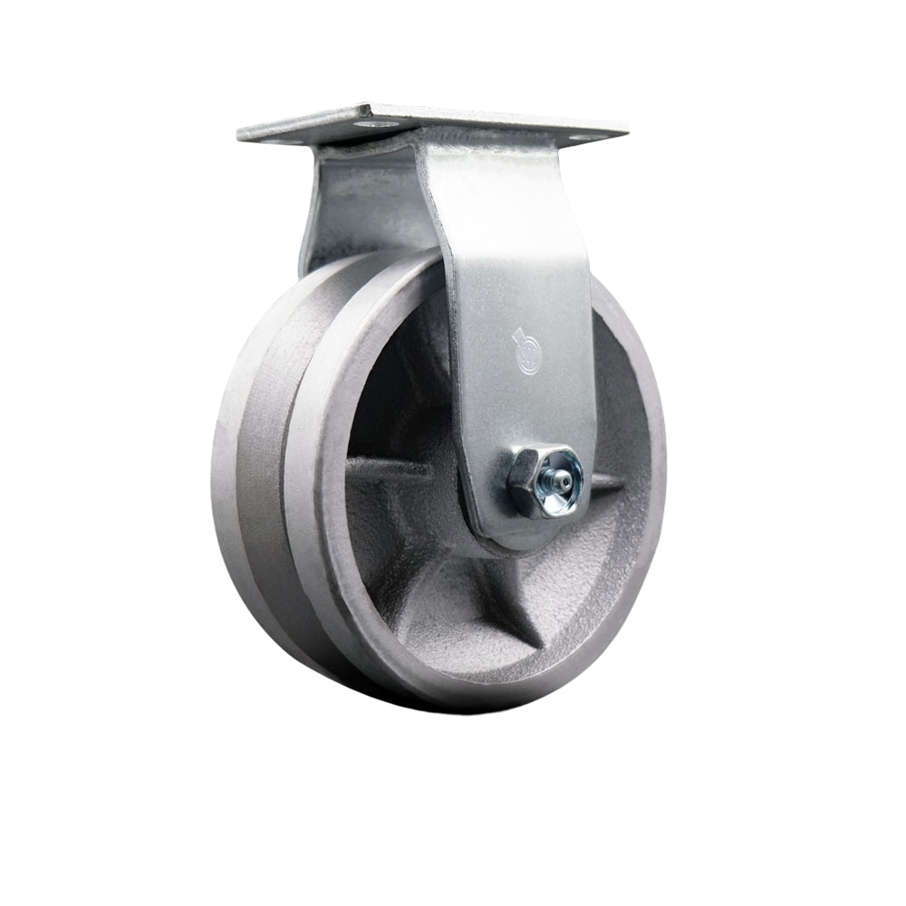 SCC-20R520-VGB Rigid Top Plate Caster - Silver 5 x 2 in. V-Groove Semi Steel Cast Iron Wheel - Ball Bearing - 450 lbs Capacity per Caster