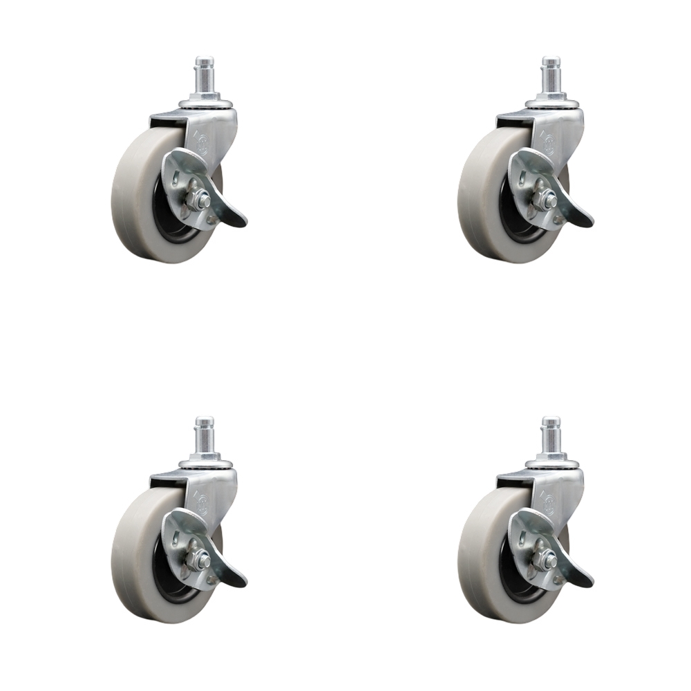 Rubbermaid Audio Visual Cart Replacement Locking Caster Kit - Fits Rubbermaid Audio-Visual Cart FG9T2800BLA & FG9T2900BLA