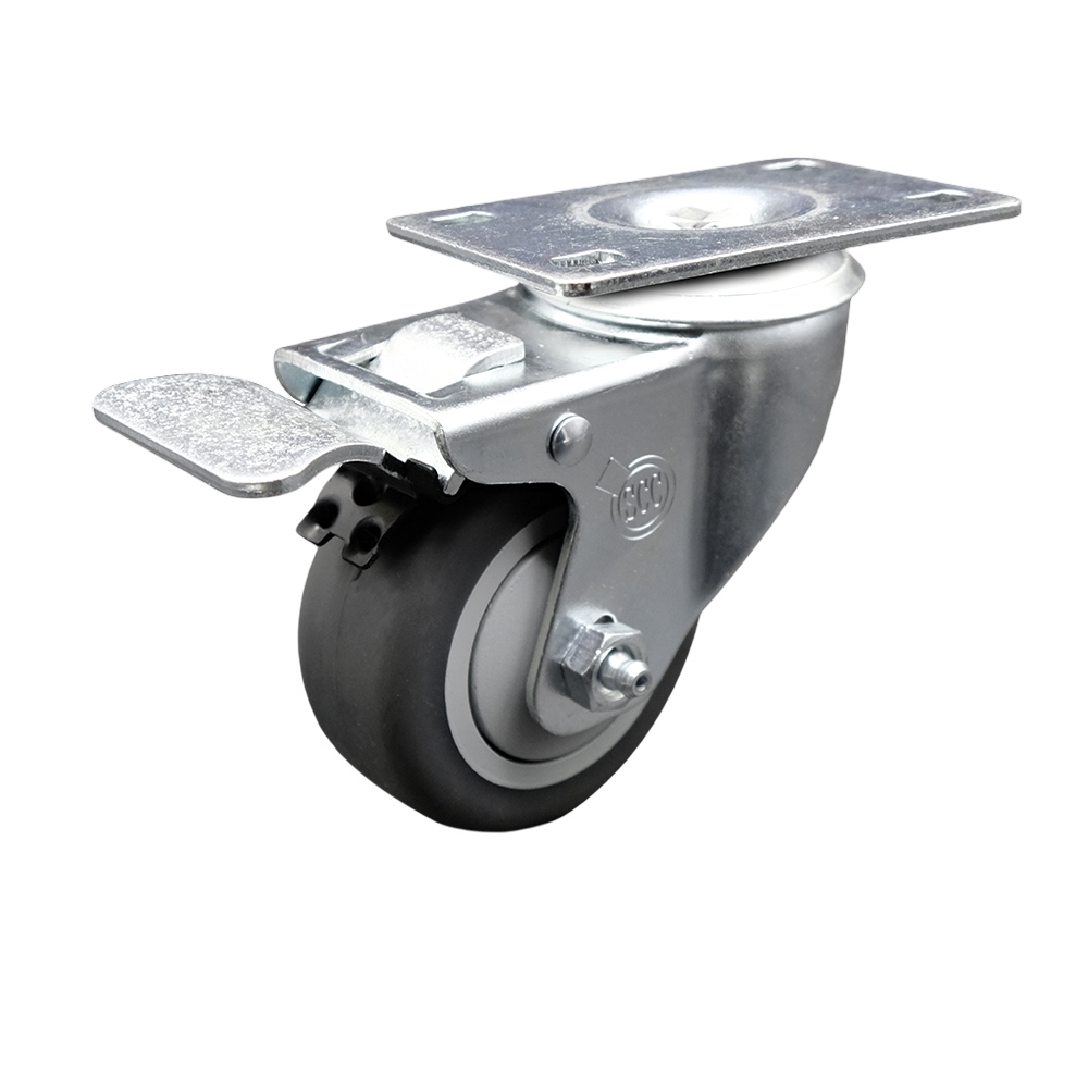 CAM-SCC-TTL20S314-TPRB Cambro Ingredient Bin & Camcrisper Replacement Caster - 3 in. Swivel Caster with Total Lock Brake