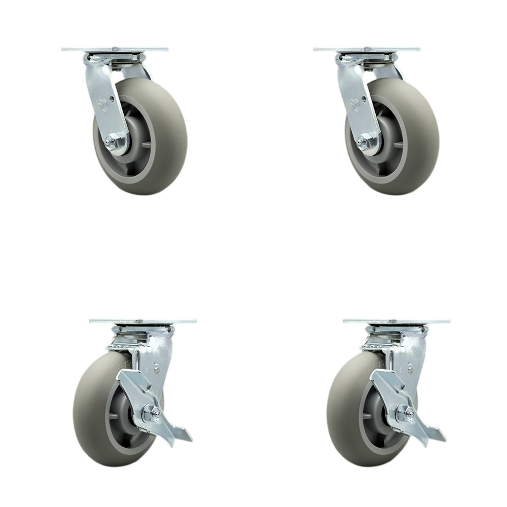 CAM-SCC-SS30S620-TPRRD-2-TLB-2 Cambro Meal Delivery Cart Caster Set - Replacement Caster Set - Set of 4