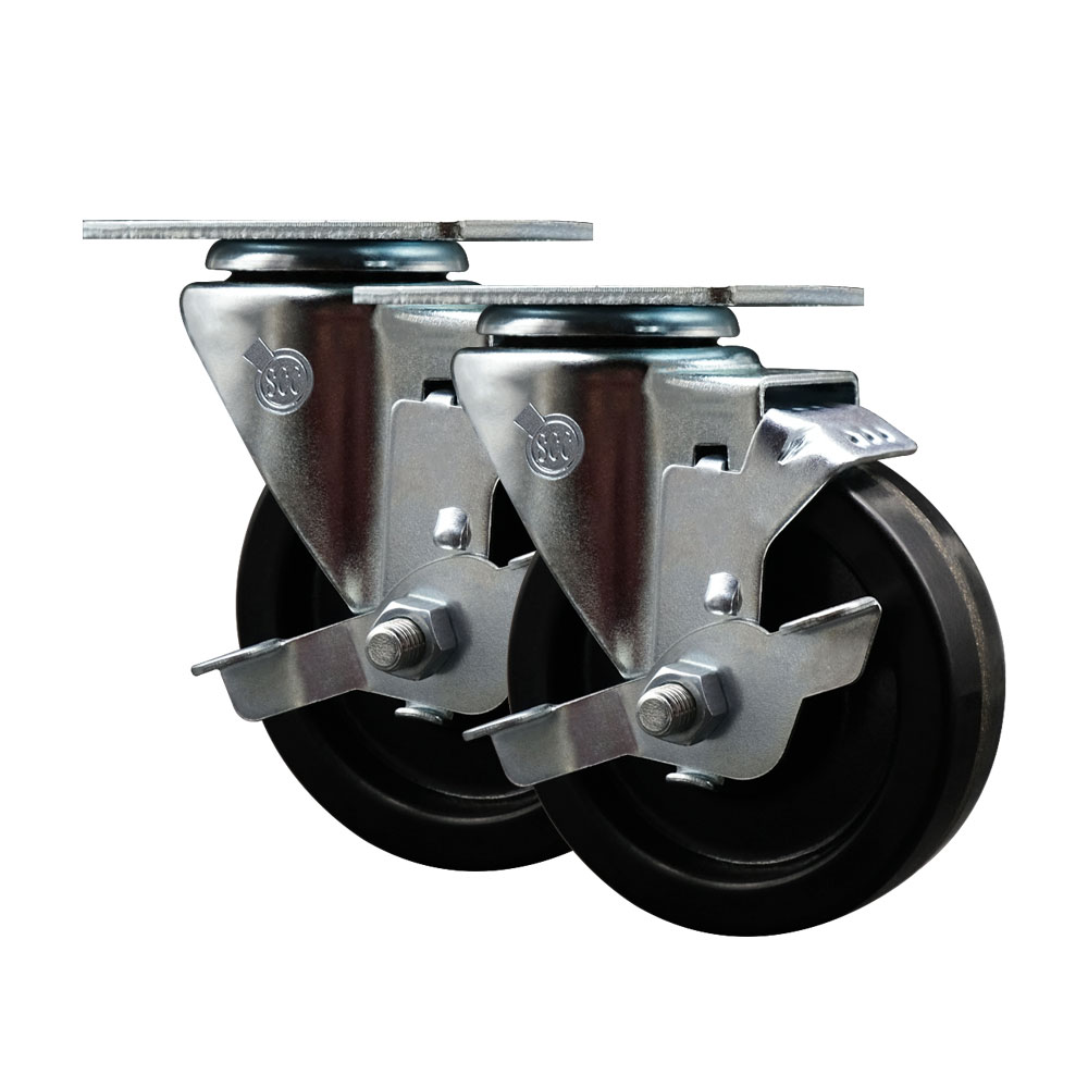 17700901559L Avantco 4 in. Swivel Caster Set - Compatible with FF40 FF50 FF100 Models - Light Duty Replacement - Phenolic Wheel -  Service Caster, AVA-SCC-20S414-PHS-TLB-2