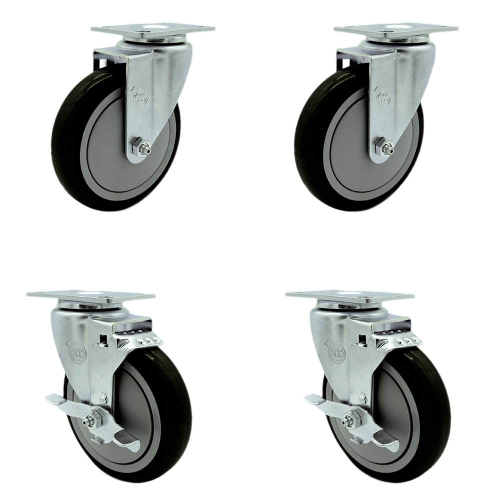 369CASTER4 Cooking Performance 5 in. Swivel Caster Set Fits Models 24-CPGV-4B-S20 24CBLSBNL-Replacement Set - Black Poly Wheel