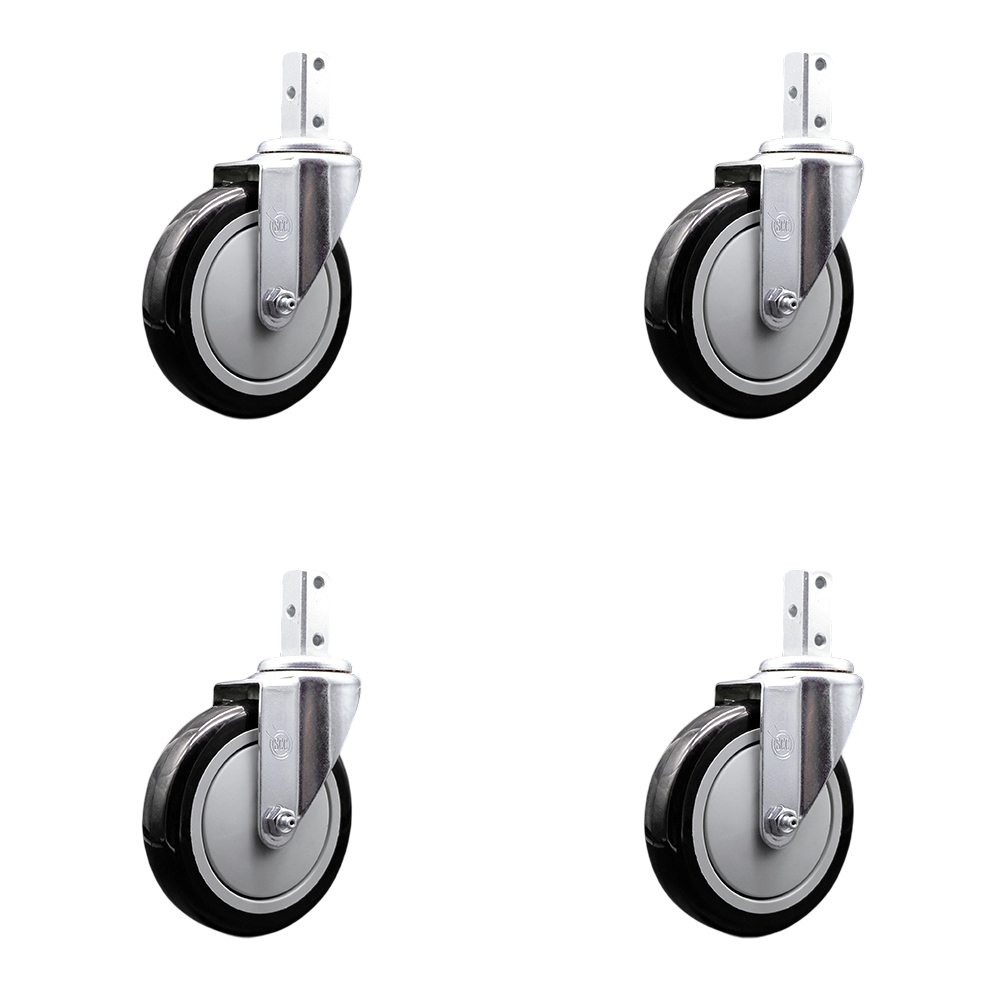 600CASTHD4P Regency 5 in. Swivel Caster Set - Fits Regency Models 109APR1820L 109APR1826L - Light Duty Replacement - Black Polyurethane Wheel