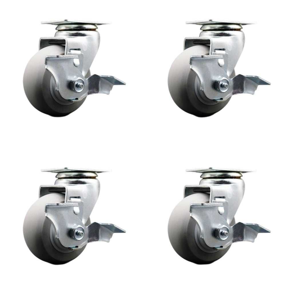 TOOL-SCC-20S420-TPRRD-TLB-4 Tool Box Caster Wheel Set - 4 in. Non-Marking, Easy Rolling Thermoplastic Rubber Donut Tread Wheels
